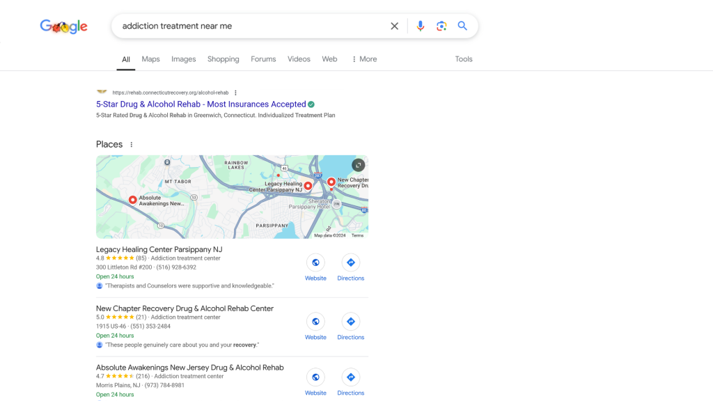 Local SEO Map Pack for Addiction Treatment centers