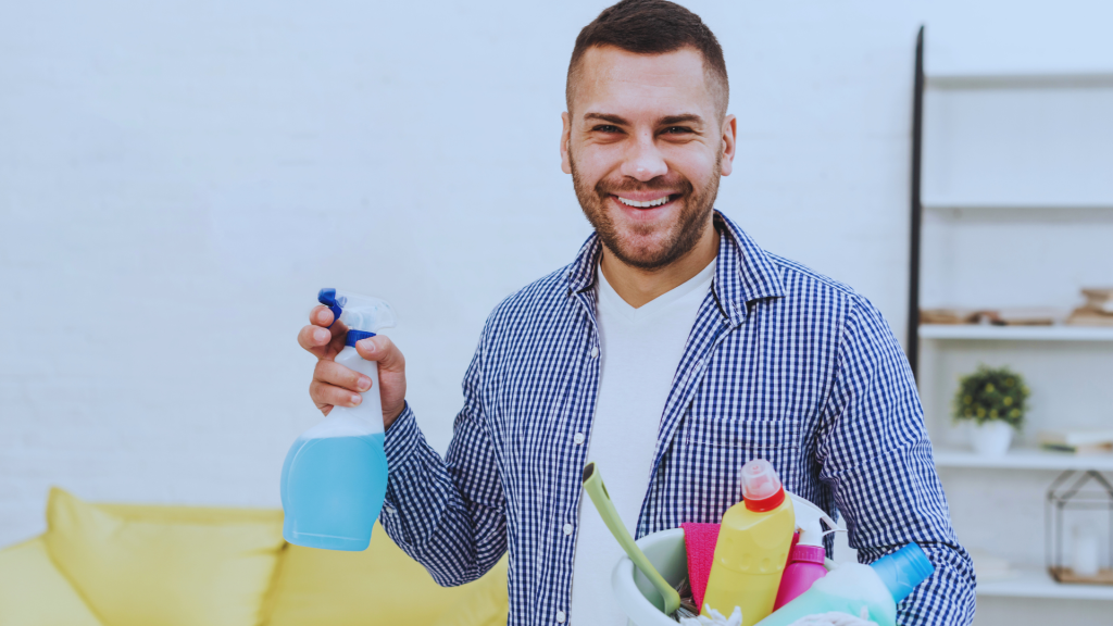 A House Manager Doing House Chores at Sober Living Home