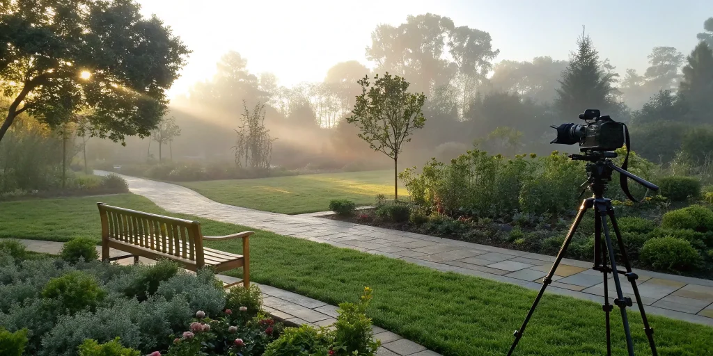 Top video content idea: filming serene rehab center garden.