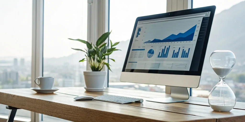 Healthcare SEO analytics on a computer screen.