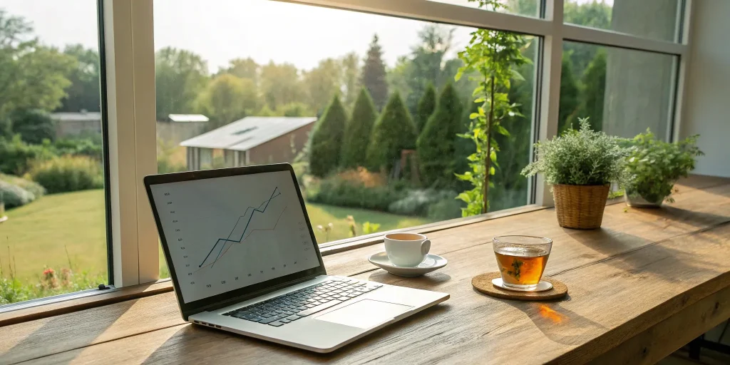 Laptop displaying website data for rehab center CRO.