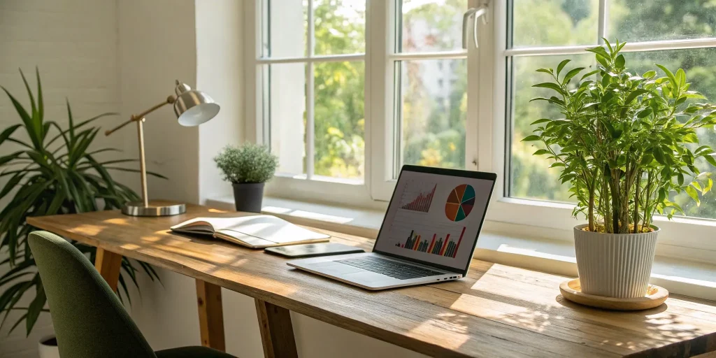 5-year rehab center financial proforma on a laptop.